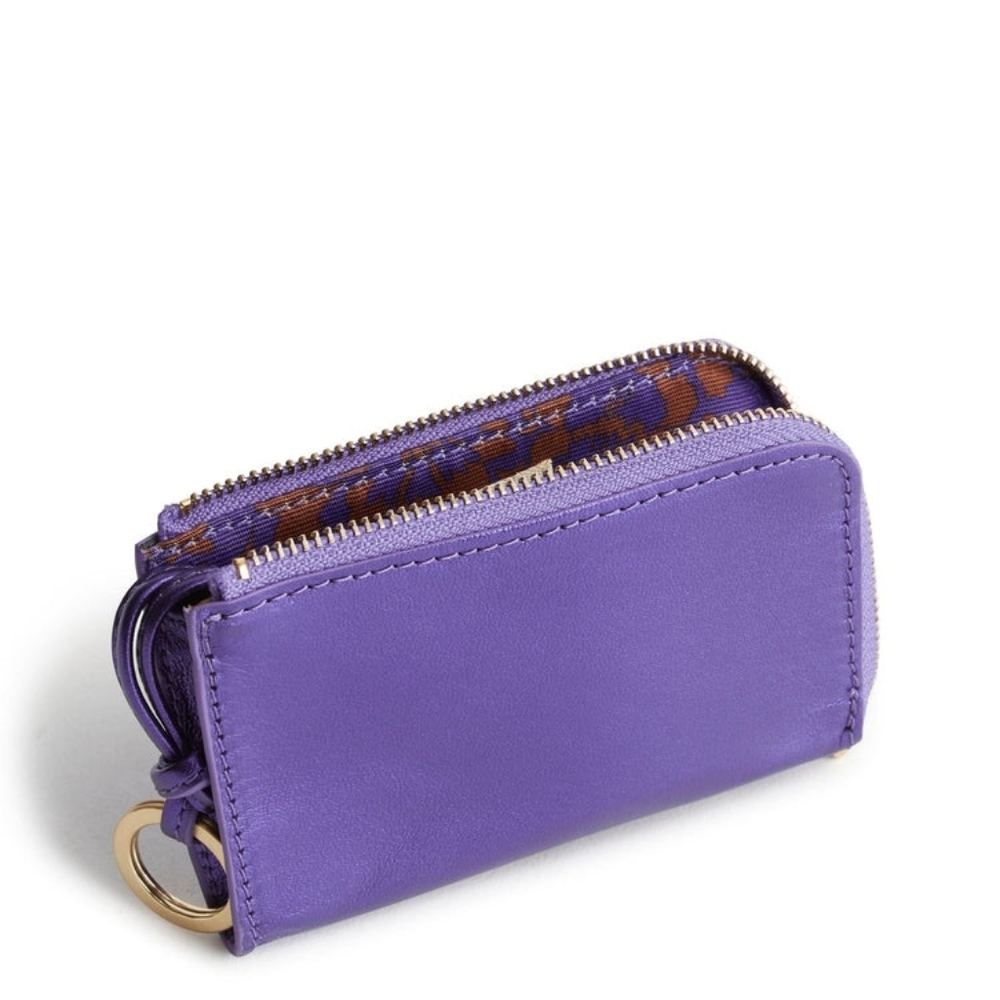 Vera Bradley Purple Metallic Leather Zip Card Pouch